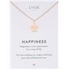 LUUK LIFESTYLE Collana ciondolo Tartaruga e acciaio inossidabile (50cm), carta HAPPINESS, portafortuna, gioielli elegante, idea regali donna, lei, ragazza, compleanno, mare, oro rosa