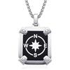 Dada Gioielli - Collana Uomo Acciaio Rosa Dei Venti Piastrina Militare 23x20 mm Nera e Argento Lavorazione a Cornice 45+5 cm (Rosa Dei Venti Argento)