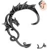 6ixGosh Orecchini a polsino gotico in acciaio inox retrò a forma di drago, stile punk, serpente, drago, pesce, coccodrillo, orecchini a perno per cartilagine rampicante per donne e uomini, oro/argento