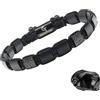 GT collection Braccialetto con perline piatte da uomo | Regalo per uomo | Taglia unica | Utilizzato per i suoi effetti di messa a terra | 100% naturale | Bracciale regolabile con pietre preziose (Nero)