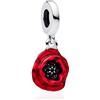Doyafer Fiore Rosso Ciondolo 925 Argento Sterling Charm Fit Donna Braccialetto Collana Ciondolo Gioielli Regalo Per Famiglia E Amici