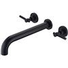sumerain Wall Mount Tub Filler Matte Black Tub Faucet High Flow Two Handles Solid Brass, Long Spout Reach, sumerain