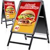 VAIIGO Pavimentazione Cartello Cornice A2 in Alluminio - Cavalletto Pubblicitario Doppia Faccia per Menu Ristorante/Offerte Promozionali/Negozi, Supporto Poster da Parete o Pavimento, Nero