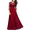 SYLDMKJ Abito Cerimonia Donna Abito da Sera in Pizzo Elegante Sexy Abito Maxi Abito da Matrimonio Abiti da Notte-Marrone-M