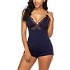 Avidlove Pigiama da donna, 2 pezzi, pigiama in pizzo con canottiera, Blu navy, S
