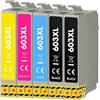 Generico 603XL Cartucce d'inchiostro Compatibili/sostituzione per Epson 603 XL per Expression Home WF 2810 XP-4100 XP-2100 XP-3100 WF-2820 XP-2105 XP-3105 WF-2835 WF-2830 (2 Nero, 1 Ciano, 1 Magenta, 1 Giallo)