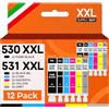 Supply Guy 530 531 XXL Cartucce per PIXMA TS8750 TS8751 sostituisce Canon PGI-530 CLI-531 (12 Cartucce)