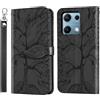 Rostsant Custodia per Xiaomi Redmi Note 14S 4G Cover a Slot per Carte Portafoglio in Pelle PU Custodia a Libro Albero in Rilievo Cover Telefono per Xiaomi Redmi Note 14S 4G Nero