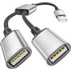 RFNAYK Sdoppiatore USB 2 Porte, Adattatore Cavo di Prolunga da USB Maschio a Doppia USB Femmina, Hub Estensore Doppio 1 in 2 out, Convertitore Dati e Ricarica per Laptop Tastiera Mouse PS5 PC