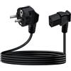 YINGAYOU Cavo Alimentazione Schuko IEC C13 10A 250V Cavo Alimentazione PC Corto Spina Schuko CEE 7/4 a Presa C13 per PC, Computer, Monito (Nero, 3 m)
