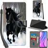 PHINIENLAND Cover per Xiaomi Redmi 9 custodia portafoglio Cavallo nero | 3 scomparti carte, 1 tasca banconote, Chiusura magnetica, Supporto, Pelle PU flip cover per Xiaomi Poco M2