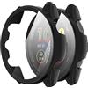Suoman Confezione da 2 custodie per Garmin Forerunner 265S, pellicola protettiva in vetro temperato trasparente ad alta definizione, copertura completa, cover rigida in policarbonato (nero + nero)