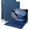 typecase Custodia con tastiera per iPad 11° Gen (A16, 2025) e iPad 10° Gen 10,9 (2022), illuminazione a 7 colori, tastiera magnetica rimovibile con portapenne, QWERTZ blu navy