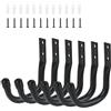 Lrocotanc 6 Pezzi Appendini per Bici da Muro, Ganci da Parete Neri per Garage, Ganci a J per Biciclette, Organizer Gancio Bici Muro, Supporto per Utensili, Scale e Oggetti Pesanti (11,5 x 9 cm)