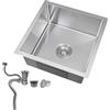 Jesustree Lavello Cucina in Acciaio Inox 304, 45 x 45cm Lavello da Cucina Piccolo, Lavello a Vasca Singola con Set di Drenaggio, Sottopiano e Incasso (Argento)