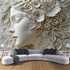 ANALTIRCE Carta Da Parati Delicato Donna Viso 150×105cm Wallpaper Carta Da Parati Murale 3D, Fiori Foresta Fotomurali Moderni Per Soggiorno E Camera Da Letto, Decorazione Murale 3D, Grigio