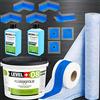 LEVEL PLUS Set di guarnizioni da 12 kg, pellicola liquida, 1 m, nastro sigillante da 15 m, 4 angoli interni, 1 angolo esterno, 3 manicotti da parete, 2 l, fondo di profondità per doccia, bagno, cucina SET340