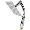 Rzspher Soffione a pioggia quadrata da 20 cm, soffione doccia a cascata con braccio rimovibile, testa a mano ad alta pressione in acciaio inox con Nozzle Self Cleaning