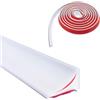 Funnytek Listello di protezione per doccia autoadesivo da 2M*20MM, con silicone, listello di protezione per doccia autoadesivo, separazione tra umido e asciutto, per cucine, bagni, lavelli (Bianco)