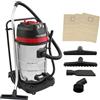 MAXBLAST Aspirapolvere Industriale 80L Wet&Dry 3000W, Motore Triplo, Acciaio Inox, 4 Accessori, 3 Sacchetti, Tubo 1.5m, Cavo 9m, Filtro in Tessuto per Pulizia Professionale