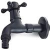 KUNGYO Vintage Rubinetto della Lavatrice con Croce Singola Maniglia Interfaccia G1/2 - Rubinetto de Ottone Montato a Parete per Giardino Bagno(Nero)