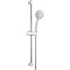 OFFO Set doccia in Acciaio Inox-Asta Doccia con Soffione da 60 cm,Girare Soffione grande con Flessibile e supporto, 3 Tipi di Getto,Altezza Regolabile,Bianco