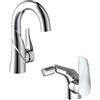 Generico Coppia di rubinetti bagno monocomando Artemide cromo lucido per lavabo e bidet, design curvo - Boleco