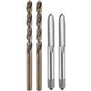 QUARKZMAN Set di Punte e Maschi per Filettare, 2pz M6 x 1.25 Metrici Maschi a Filettare a Flauto Dritto & 2pz Punte da Trapano a Spirale da 4.7mm, Non Rivestiti/Giallo Tostato HSS-6542/M35