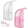 LLELEMAMO Borsa da Toilette Autoportante, Organizer da Viaggio Portatile e Leggero, Beauty Case in Rete con Cerniera, Pieghevole Trasparente per Cosmetici e Articoli da Toeletta da Viaggio (2PCS-H)