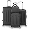 LEADZM Set di Valigie Rigide 4 Pezzi con Beauty Case, Set Valigie con Rinforzi Angolari, Luggage Suitcase Grande 23 kg in ABS (Nero)