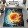 Generic Tappeto Sport Basket Schizzi Fuoco Stampa Tappeto Lavabile, Moquette Antiscivolo Morbido 50 x 80 cm Scendiletto Camera da Letto Tappeti Lavabili per Salotto Cameretta Bambino, Arancione Blu