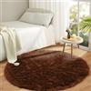 Aspire Homeware Tappeto rotondo per soggiorno, marrone, 120 x 120 cm, per camera da letto, antiscivolo, moderno, super morbido, a pelo spesso, piccolo, soffice, non perde pelo