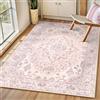 INOVADAY Tappeto 90x150 cm Lavabile in Lavatrice Vintage Antiscivolo Rosa