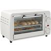 HOMCOM Mini forno 10 litri 750W Piccolo forno elettrico con temperatura fino a 230 ℃ Timer 60 minuti Teglia e rastrelliera 36,5x26x22 cm Bianco crema