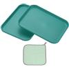 PATIKIL 20x15cm Vassoio Plastica, 2Pz Piatti Rettangolari Piccoli Vassoi da Portata Decorativo Vassoio con Panno Riutilizzabili Alimenti Grano per Dessert Frutta Torte,Verde Scuro