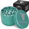 Insomnia Smoke Grinder per Erbe | Grinder Premium in Metallo di Alluminio a 4 Parti con Filtro per Polline, Coperchio Magnetico, 28 Denti Affilati, Rivestimento in Ceramica, Facile da Pulire e Antiade (Ciano)