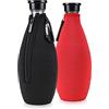 kwmobile Set 2x Borsa Termica Porta Bottiglie Compatibile con Soda Stream Bottle 615ml - Cooler Raffreddante Termico con Cerniera Zip - Neoprene nero/rosso