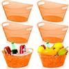 meekoo 6 secchielli per ghiaccio in plastica con manici, 4,5 l, ovale, grande capacità, per feste, bar, vino, birra, champagne, bevande, refrigeratori (arancione)