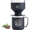 SELFLA Set Caffettiera a Goccia in Acciaio Inossidabile, Gocciolatore Outdoor, Filtro Riutilizzabile & Tazza Isolata (473ml), per Escursioni, Campeggio & Avventure, Lavabile & Portatile - Nero