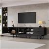 SUKY Mobile moderno e semplice, con 2 ante e 2 cassetti, supporto per TV con ampio spazio di archiviazione, con capacità di carico totale di 45 kg, adatto per 80 pollici, 200 x 40 x 50,5 cm (nero)