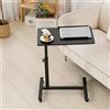 HUOLE Tavolino in legno, mobile per divano, altezza regolabile, con 4 ruote, effetto legno, metallo, 60 x 34,5 x 58-90 cm, nero
