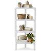KOMFOTTEU Mensole angolari a 4 livelli, carico di 32 kg, mobile ad angolo, in plastica con ripiani a listelli, ideale per bagno, cucina, soggiorno, camera da letto, ufficio, 46 x 33 x 99 cm (bianco)