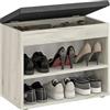 KOMTO Scarpiera Ingresso con Seduta - Panca Rovere Craft Bianco Porta Scarpe con Coperchio, Panchina Scarpiera, Panca da Ingresso, Mobile Portascarpe Salvaspazio | Sofia 60 x 48 x 32 cm