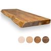 MoonTree Mensola rustica da parete, bordo vivace, 200 cm x 30 cm x 3,8 cm, effetto rovere scuro