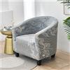 FANSU Copripoltrona Chesterfield Elasticizzato 1 Posto, Elegante Moda Pianta Copridivano Club, Fodere Coprisedia da Cocktail Tub Chair per Bar Camera da Letto Reception (Foglia Grigio Chiaro)