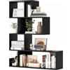 COSTWAY Libreria a Forma di S a 4 Ripiani, Scaffale Aperto Portaoggetti in Legno, Scaffale Verticale Separatore Multifunzionale, per Camera da Letto, Studio, Soggiorno, 80 x 22 x 100 cm (Nero)