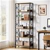 Tribesigns Libreria alta a 6 ripiani, industriale da 180 cm, con struttura in metallo, per casa, ufficio, camera da letto, libreria con 6 ripiani, mobili moderni per piccoli spazi (1, marrone)