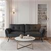 JIEXI Divano letto futon convertibile a 3 posti, moderno in tessuto, con 3 angoli regolabili, 170 cm, divano letto per gli ospiti con gambe in legno, resistente, 230 kg, grigio (170 cm, grigio)