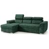 Robin Inspire Divano Angolare Modulare 3 Posti - Divano Letto a L Sinistro - Contenitore, 3 Poggiatesta Regolabili - per Soggiorno Moderno - 247 cm Silver Verde Bottiglia
