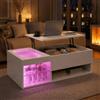 Plcnn Tavolino rialzato, tavolino da salotto con illuminazione, tavolo da salotto con illuminazione a LED, vano vetrato, alto splendore moderno, tavolino rettangolare, bianco (bianco-03)